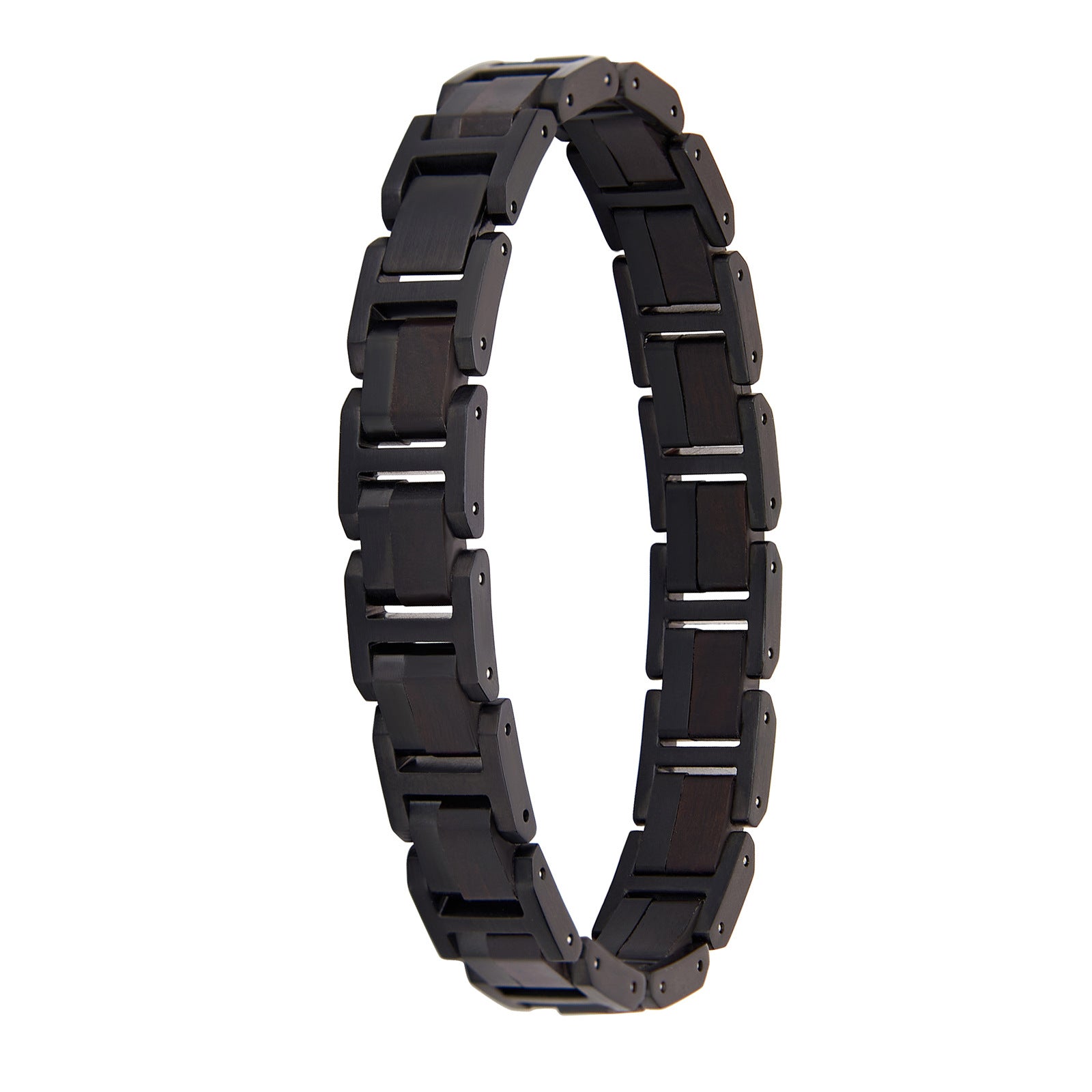 Schattenfront - Armband aus Sandelholz und gefärbtem Edelstahl