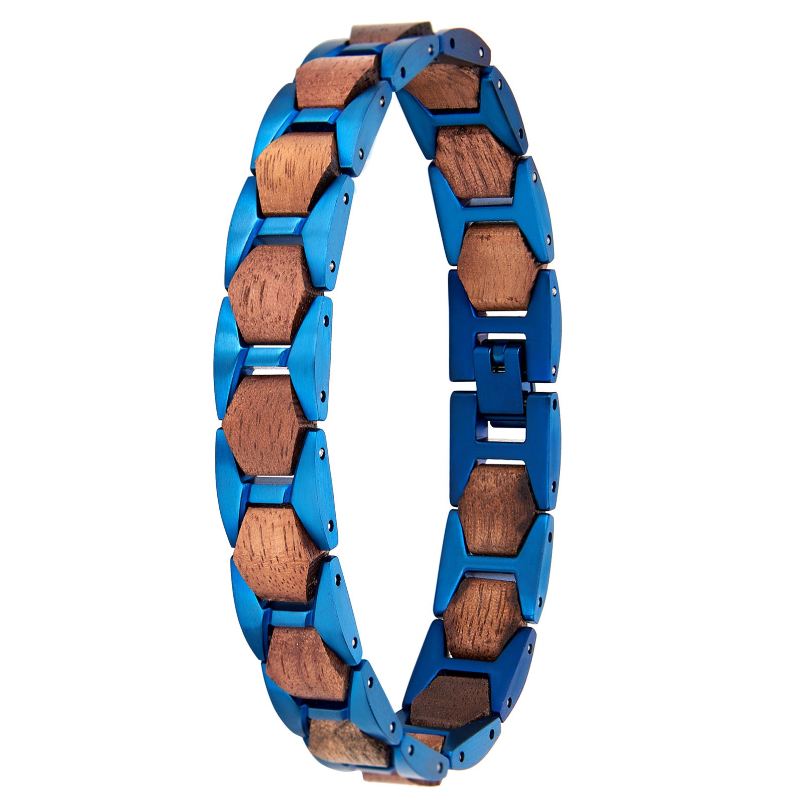Sturmnacht - Armband aus Walnussholz und farbigem Edelstahl