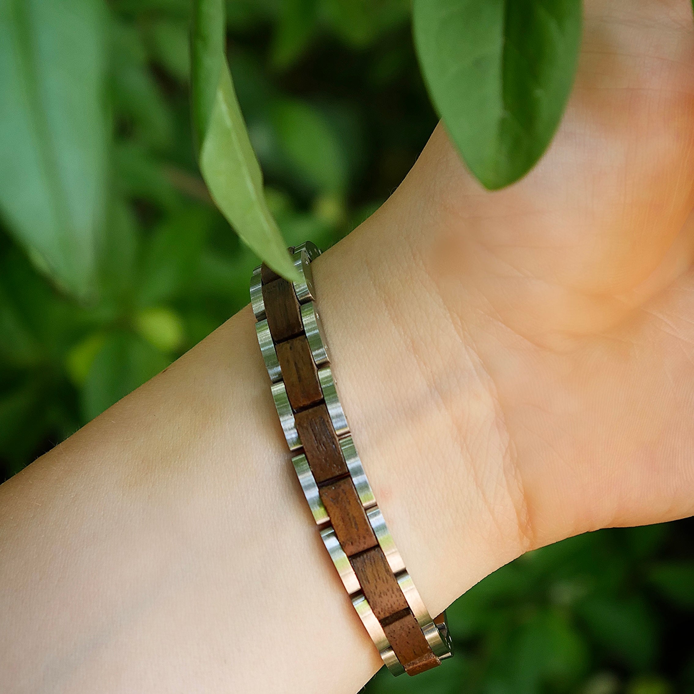 Sonnenglanz - Armband aus Zebranoholz und Edelstahl
