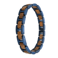 Meerestiefe - Armband aus Walnussholz und blauem Edelstahl