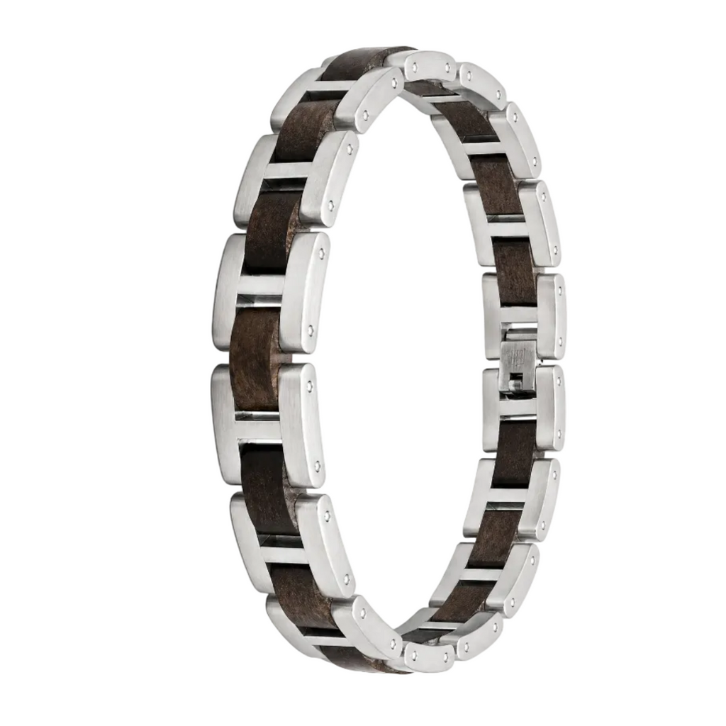 Nordanker - Armband aus schwarzem Sandelholz und Edelstahl