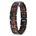 Treibholz - Armband aus Walnussholz und schwarzer Edelstahl