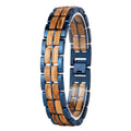 Ostseeglanz - Armband aus Olivenholz und blauem Edelstahl