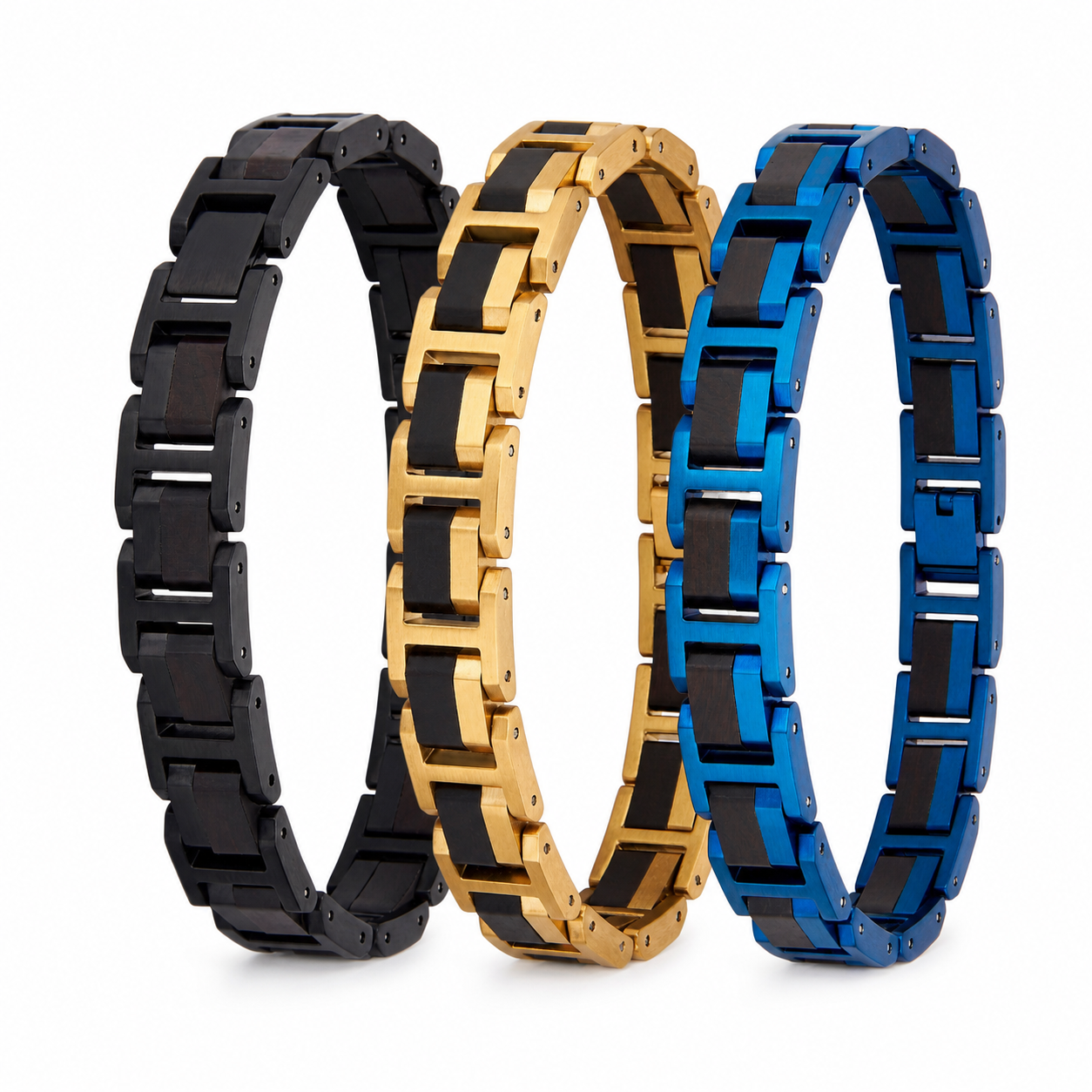 Schattenfront - Armband aus Sandelholz und gefärbtem Edelstahl