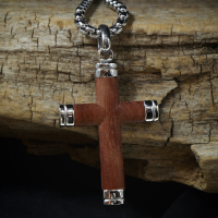 Kreuz - aus Walnussholz und Edelstahl
